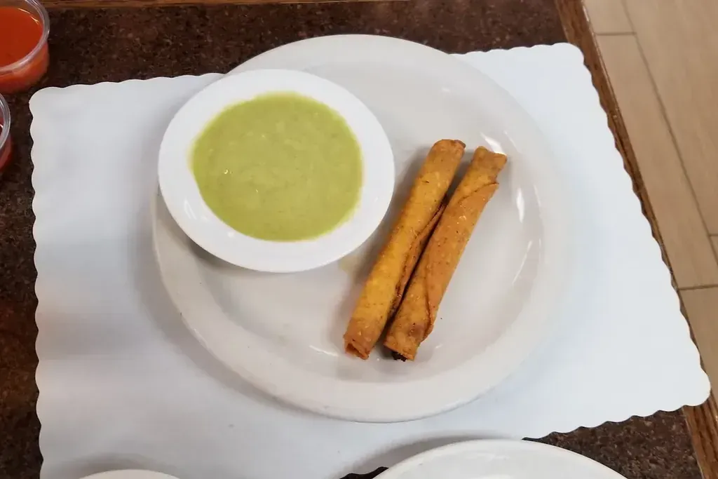 Taquitos with guacamole at Harry's Cafe, Katella Ave, Stanton, CA